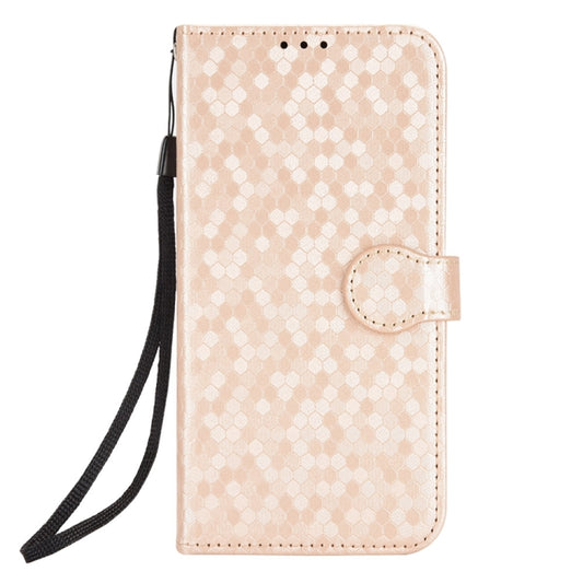For iPhone 16 Honeycomb Dot Texture Leather Phone Case(Gold) by buy2fix