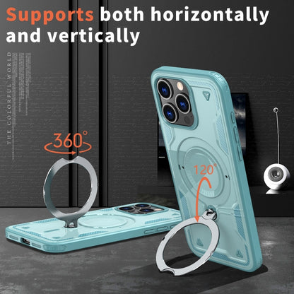 For iPhone 14 Pro PC Hybrid TPU Armor MagSafe Ring Holder Phone Case(Light Blue) by buy2fix