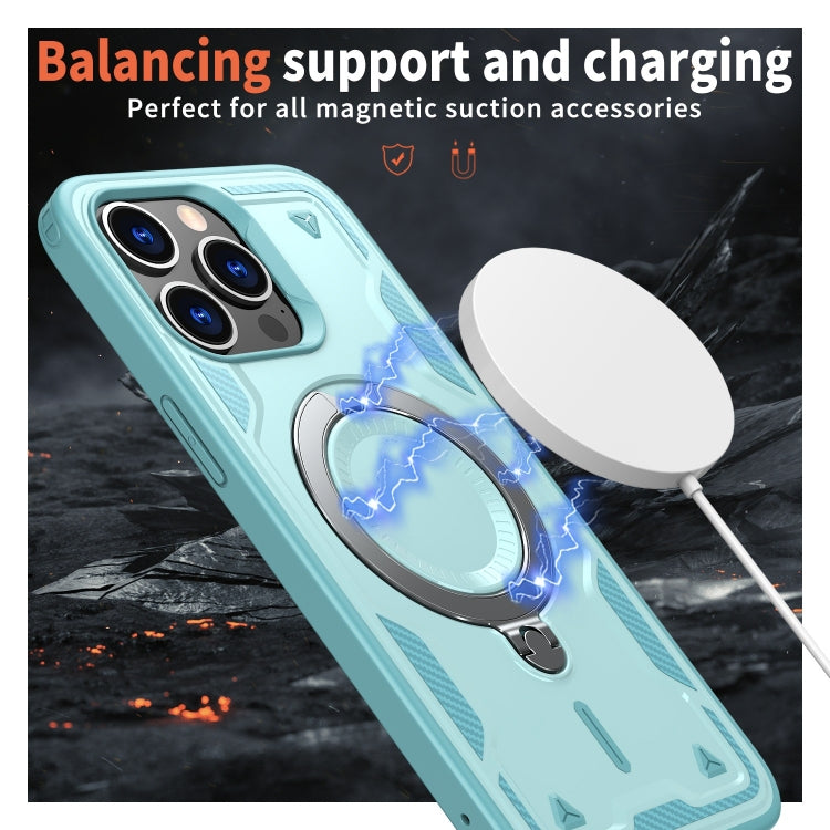 For iPhone 14 Pro PC Hybrid TPU Armor MagSafe Ring Holder Phone Case(Light Blue) by buy2fix