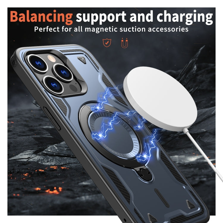For iPhone 14 Pro PC Hybrid TPU Armor MagSafe Ring Holder Phone Case(Blue) by buy2fix