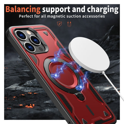 For iPhone 13 Pro PC Hybrid TPU Armor MagSafe Ring Holder Phone Case(Red) by buy2fix