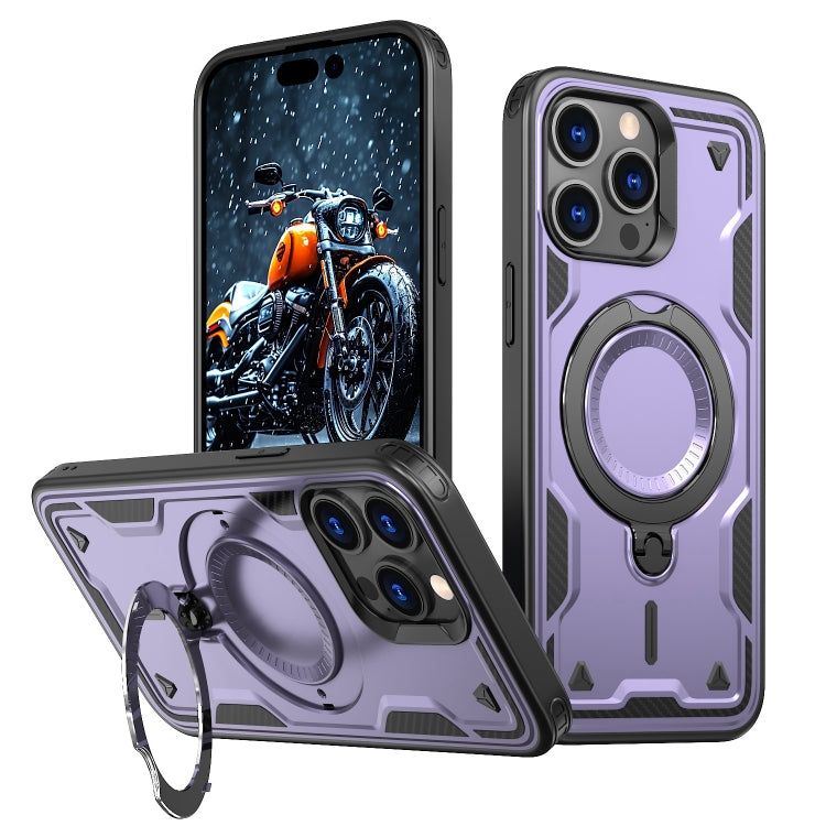 For iPhone 13 Pro PC Hybrid TPU Armor MagSafe Ring Holder Phone Case(Purple) by buy2fix