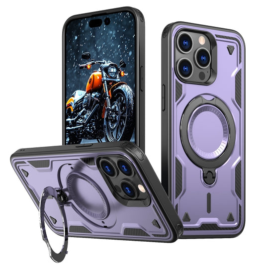 For iPhone 13 Pro PC Hybrid TPU Armor MagSafe Ring Holder Phone Case(Purple) by buy2fix