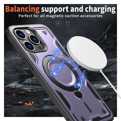 For iPhone 13 Pro PC Hybrid TPU Armor MagSafe Ring Holder Phone Case(Purple) by buy2fix