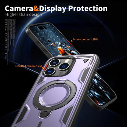 For iPhone 13 Pro PC Hybrid TPU Armor MagSafe Ring Holder Phone Case(Purple) by buy2fix