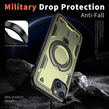 For iPhone 13 PC Hybrid TPU Armor MagSafe Ring Holder Phone Case(Olive Green) by buy2fix