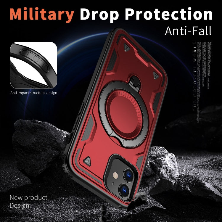 For iPhone 12 PC Hybrid TPU Armor MagSafe Ring Holder Phone Case(Red) by buy2fix