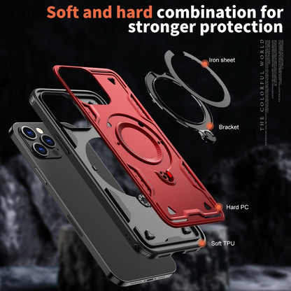 For iPhone 12 Pro Max PC Hybrid TPU Armor MagSafe Ring Holder Phone Case(Red) by buy2fix