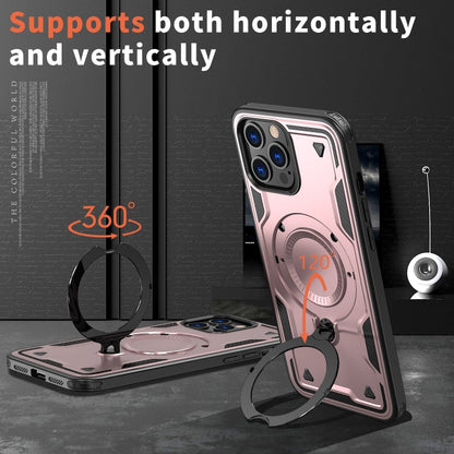 For iPhone 12 Pro Max PC Hybrid TPU Armor MagSafe Ring Holder Phone Case(Rose Gold) by buy2fix