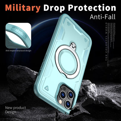 For iPhone 12 Pro PC Hybrid TPU Armor MagSafe Ring Holder Phone Case(Light Blue) by buy2fix