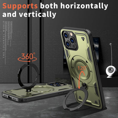 For iPhone 12 Pro PC Hybrid TPU Armor MagSafe Ring Holder Phone Case(Olive Green) by buy2fix