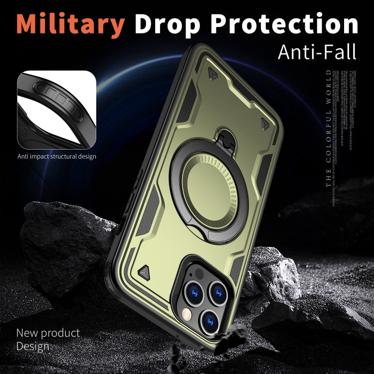 For iPhone 12 Pro PC Hybrid TPU Armor MagSafe Ring Holder Phone Case(Olive Green) by buy2fix