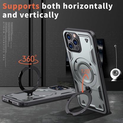 For iPhone 12 Pro PC Hybrid TPU Armor MagSafe Ring Holder Phone Case(Grey) by buy2fix