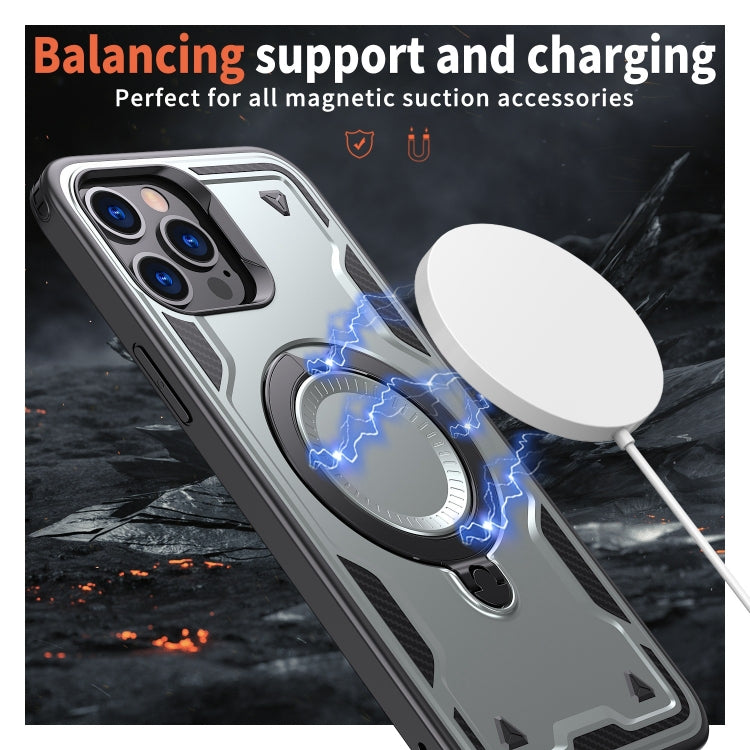 For iPhone 12 Pro PC Hybrid TPU Armor MagSafe Ring Holder Phone Case(Grey) by buy2fix