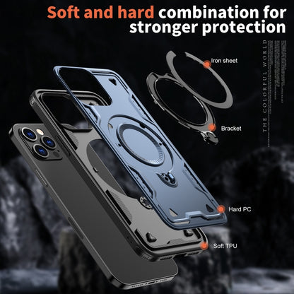 For iPhone 12 Pro PC Hybrid TPU Armor MagSafe Ring Holder Phone Case(Blue) by buy2fix