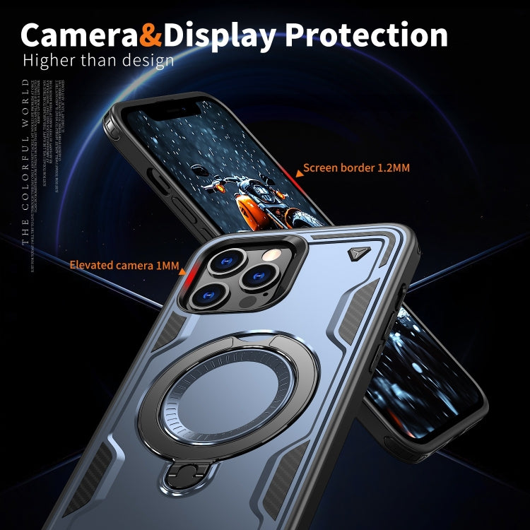 For iPhone 12 Pro PC Hybrid TPU Armor MagSafe Ring Holder Phone Case(Blue) by buy2fix