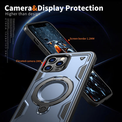For iPhone 12 Pro PC Hybrid TPU Armor MagSafe Ring Holder Phone Case(Blue) by buy2fix