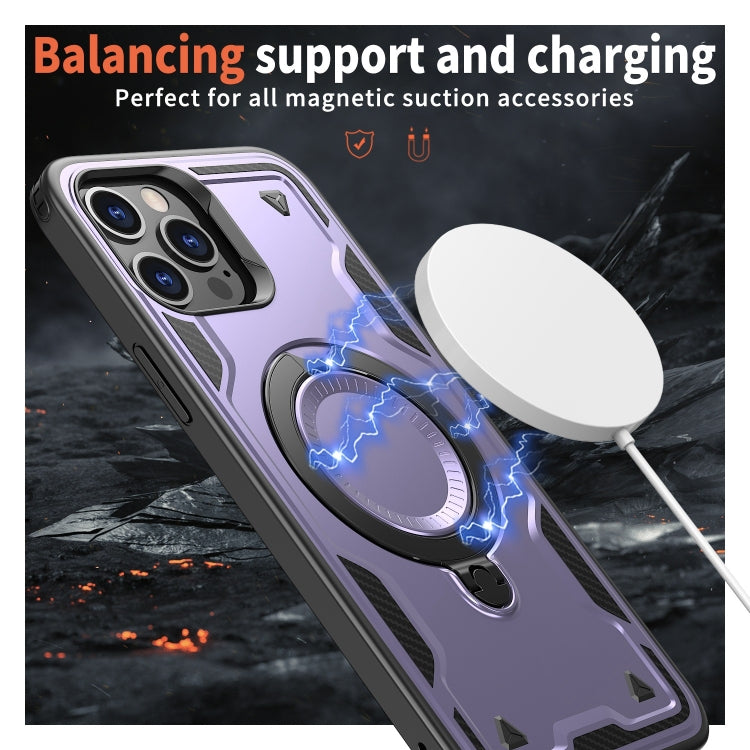 For iPhone 12 Pro PC Hybrid TPU Armor MagSafe Ring Holder Phone Case(Purple) by buy2fix