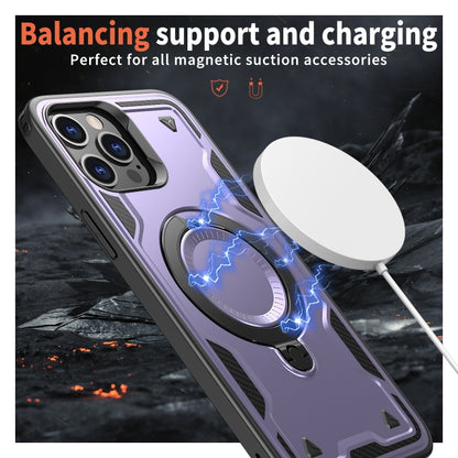 For iPhone 12 Pro PC Hybrid TPU Armor MagSafe Ring Holder Phone Case(Purple) by buy2fix