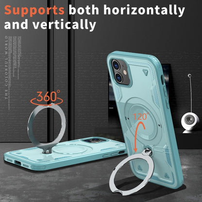 For iPhone 11 PC Hybrid TPU Armor MagSafe Ring Holder Phone Case(Light Blue) by buy2fix