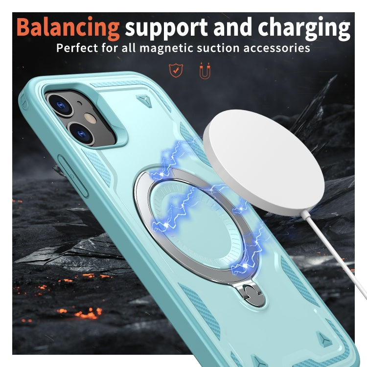For iPhone 11 PC Hybrid TPU Armor MagSafe Ring Holder Phone Case(Light Blue) by buy2fix