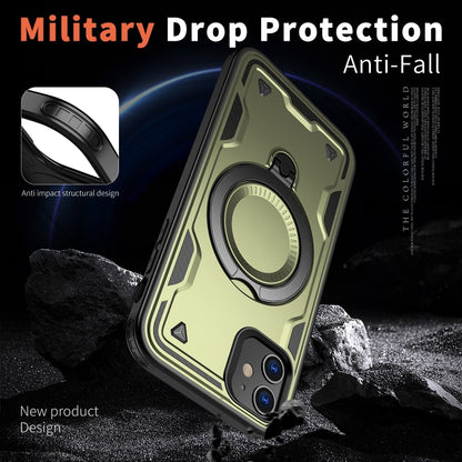 For iPhone 11 PC Hybrid TPU Armor MagSafe Ring Holder Phone Case(Olive Green) by buy2fix