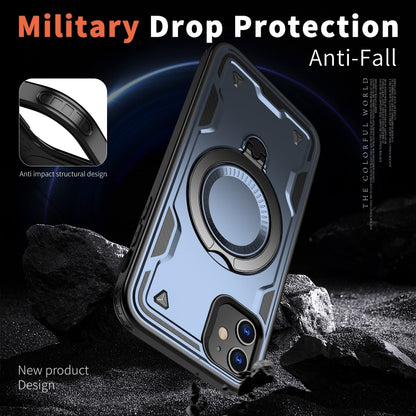 For iPhone 11 PC Hybrid TPU Armor MagSafe Ring Holder Phone Case(Blue) by buy2fix