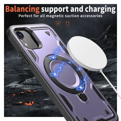 For iPhone XR PC Hybrid TPU Armor MagSafe Ring Holder Phone Case(Purple) by buy2fix
