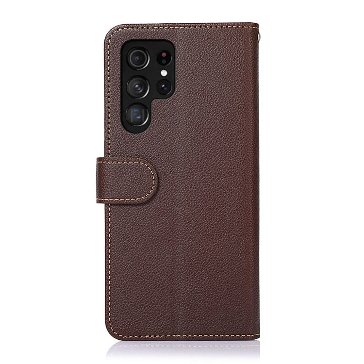 For Samsung Galaxy S25 Ultra KHAZNEH Litchi Texture Leather RFID Phone Case(Brown) by buy2fix