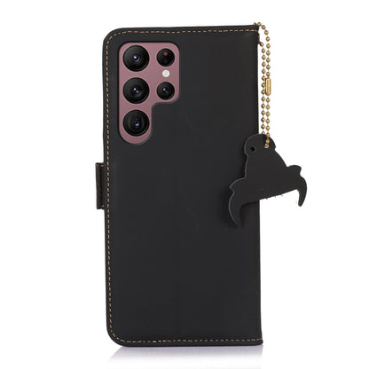 For Samsung Galaxy S25 Ultra Genuine Leather Magnetic RFID Leather Phone Case(Black) by buy2fix