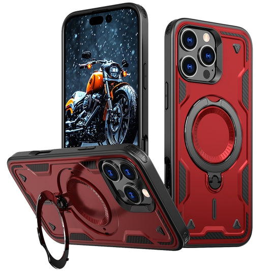 For iPhone 16 Pro Max PC Hybrid TPU Armor MagSafe Holder Phone Case(Red) - iPhone 16 Pro Max Cases by buy2fix | Online Shopping UK | buy2fix