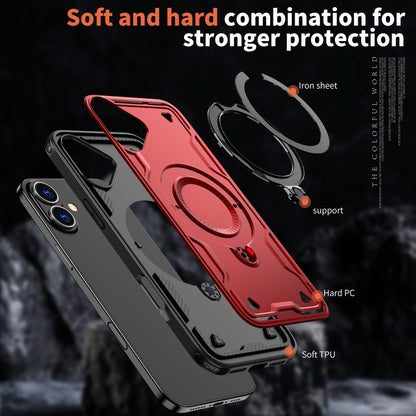 For iPhone 16 PC Hybrid TPU Armor MagSafe Holder Phone Case(Red) - iPhone 16 Cases by buy2fix | Online Shopping UK | buy2fix