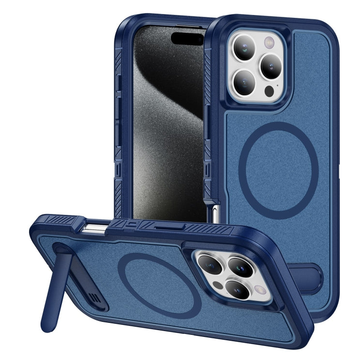 For iPhone 16 Pro Guard MagSafe Holder Matte PC Hybrid TPU Phone Case(Royal Blue) - iPhone 16 Pro Cases by buy2fix | Online Shopping UK | buy2fix