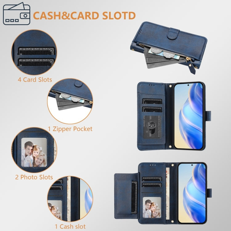 For iPhone 16 Plus Multi-Card Slots Zipper Wallet Leather Phone Case(Blue) - iPhone 16 Plus Cases by buy2fix | Online Shopping UK | buy2fix