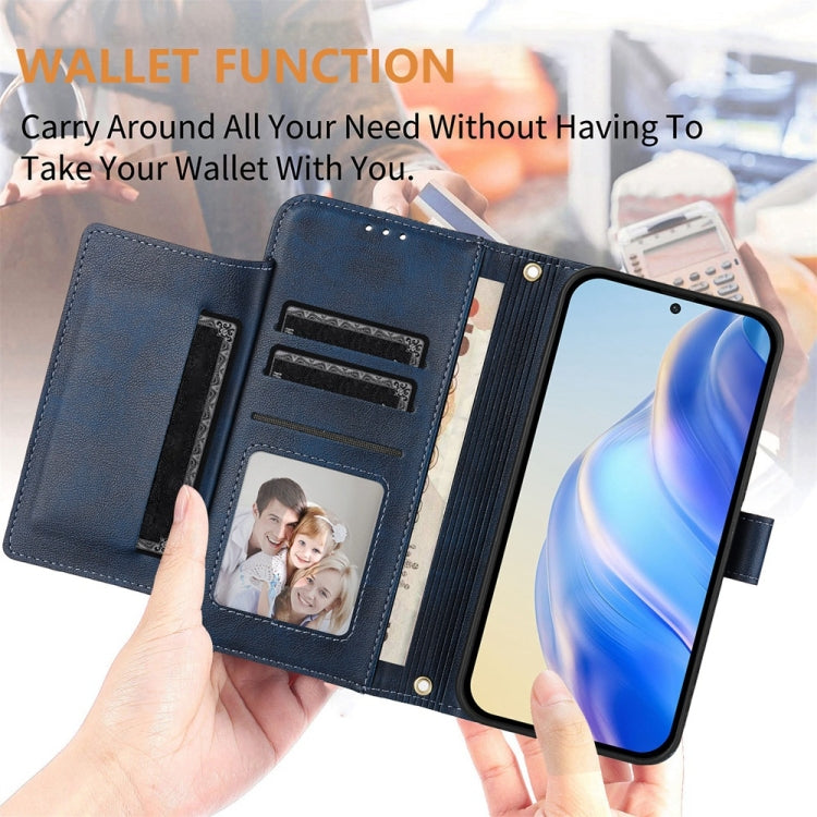 For iPhone 16 Plus Multi-Card Slots Zipper Wallet Leather Phone Case(Blue) - iPhone 16 Plus Cases by buy2fix | Online Shopping UK | buy2fix