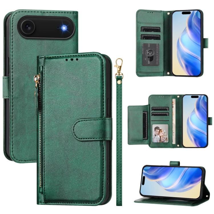 For iPhone Air Multi-Card Slots Zipper Wallet Leather Phone Case(Green) - iPhone Air Cases by buy2fix | Online Shopping UK | buy2fix