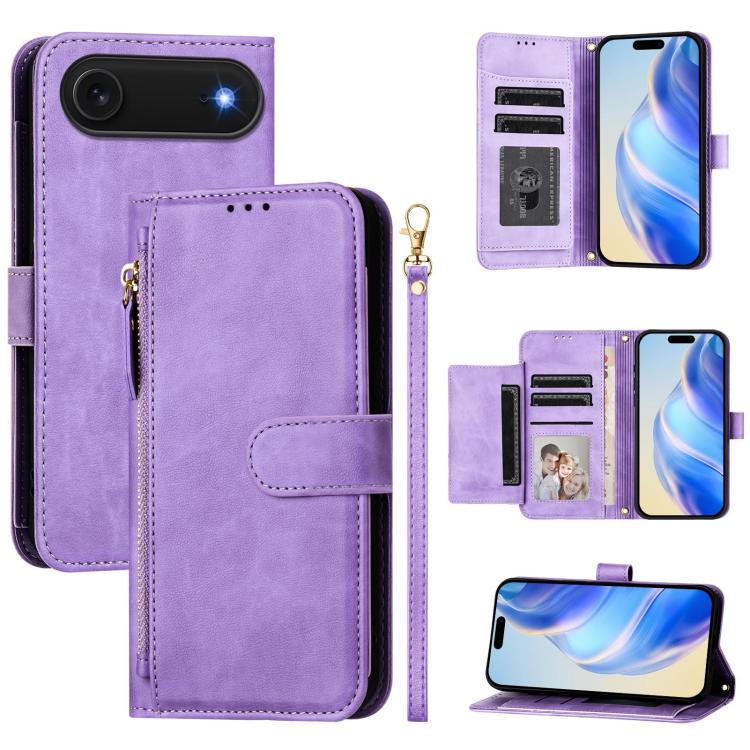For iPhone Air Multi-Card Slots Zipper Wallet Leather Phone Case(Purple) - iPhone Air Cases by buy2fix | Online Shopping UK | buy2fix