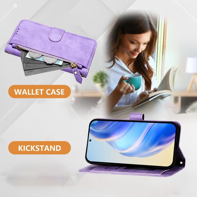 For iPhone Air Multi-Card Slots Zipper Wallet Leather Phone Case(Purple) - iPhone Air Cases by buy2fix | Online Shopping UK | buy2fix