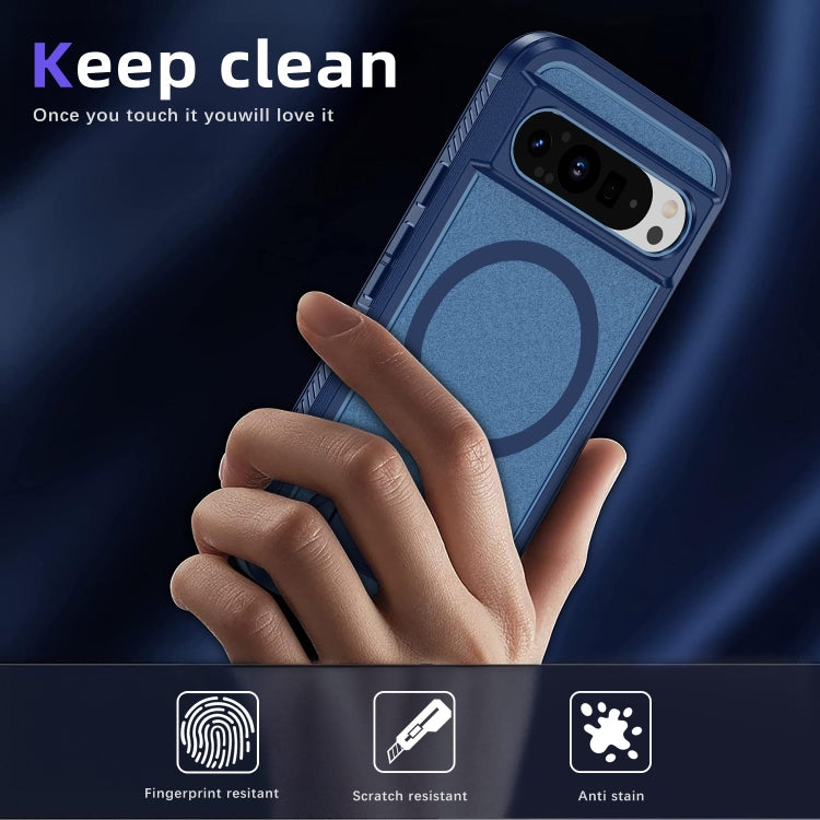 For Google Pixel 9 Pro Guard MagSafe Holder Matte PC Hybrid TPU Phone Case(Royal Blue) by buy2fix