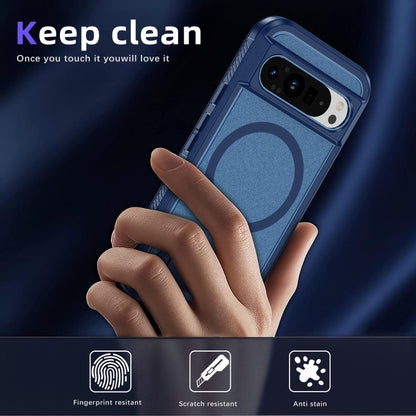 For Google Pixel 9 Pro Guard MagSafe Holder Matte PC Hybrid TPU Phone Case(Royal Blue) by buy2fix