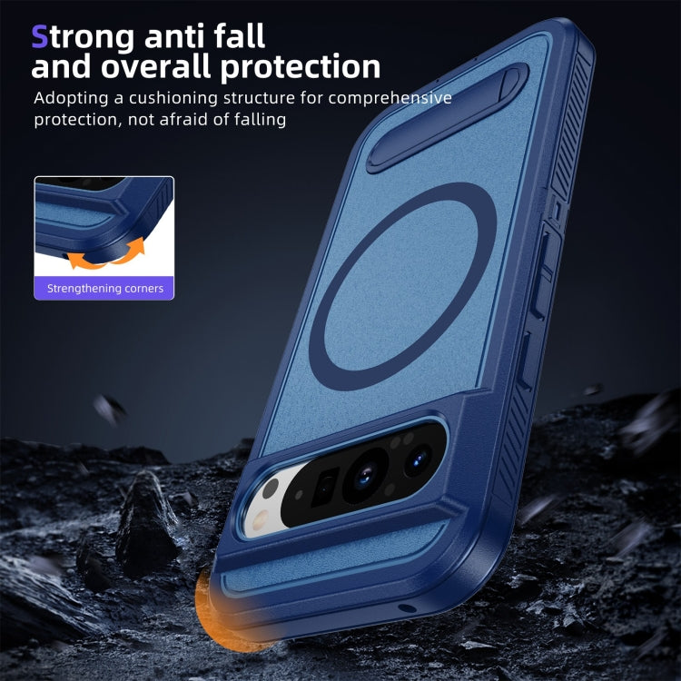 For Google Pixel 9 Pro Guard MagSafe Holder Matte PC Hybrid TPU Phone Case(Royal Blue) by buy2fix