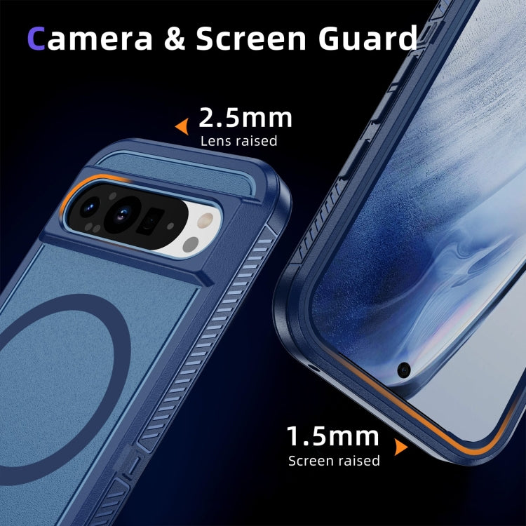 For Google Pixel 9 Pro Guard MagSafe Holder Matte PC Hybrid TPU Phone Case(Royal Blue) by buy2fix