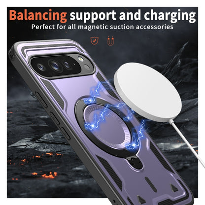 For Google Pixel 9 Pro XL PC Hybrid TPU Armor MagSafe Ring Holder Phone Case(Purple) by buy2fix