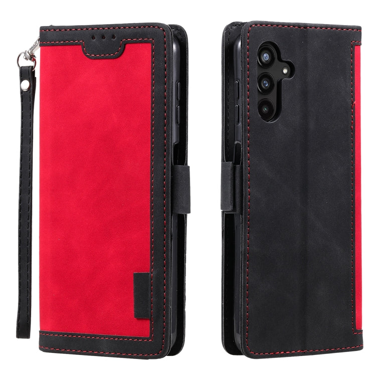 For Samsung Galaxy S25+ 5G Retro Splicing Horizontal Flip Leather Phone Case(Red) by buy2fix