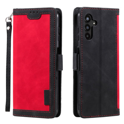 For Samsung Galaxy S25+ 5G Retro Splicing Horizontal Flip Leather Phone Case(Red) by buy2fix
