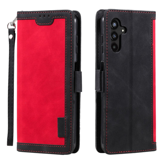 For Samsung Galaxy S25+ 5G Retro Splicing Horizontal Flip Leather Phone Case(Red) by buy2fix
