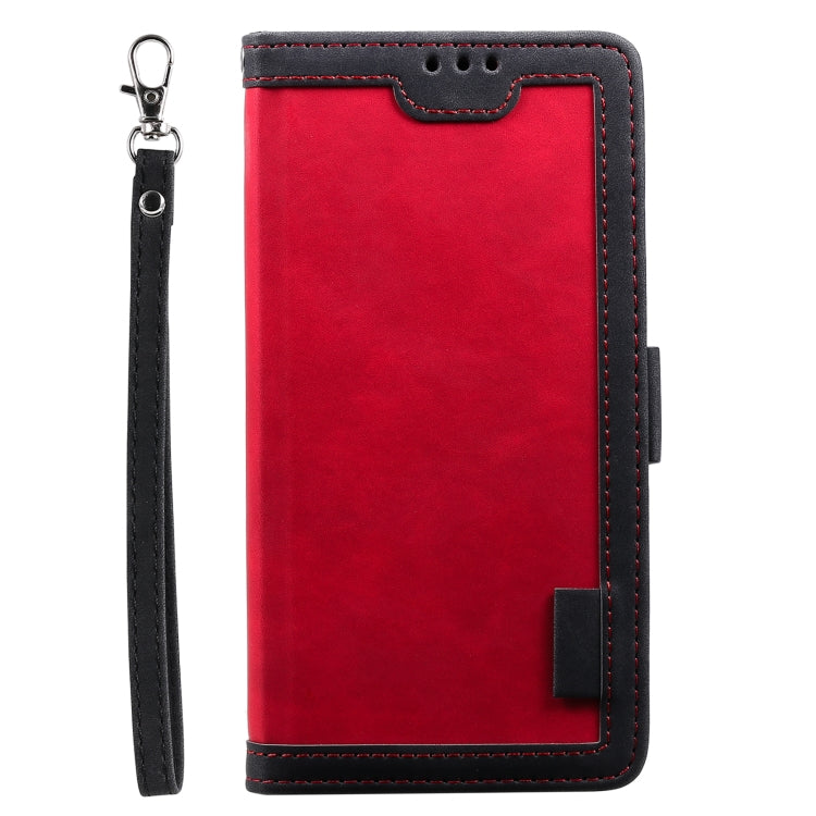 For Samsung Galaxy S25+ 5G Retro Splicing Horizontal Flip Leather Phone Case(Red) by buy2fix