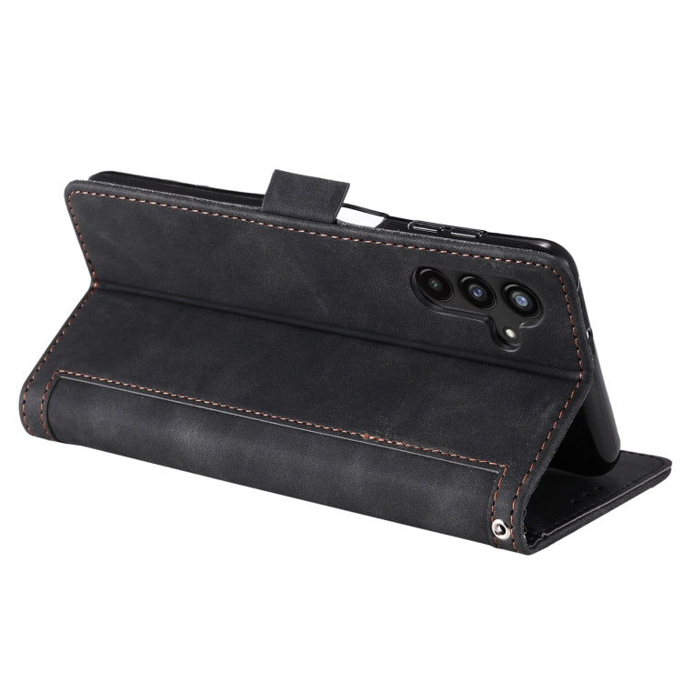 For Samsung Galaxy S25 5G Retro Splicing Horizontal Flip Leather Phone Case(Black) by buy2fix