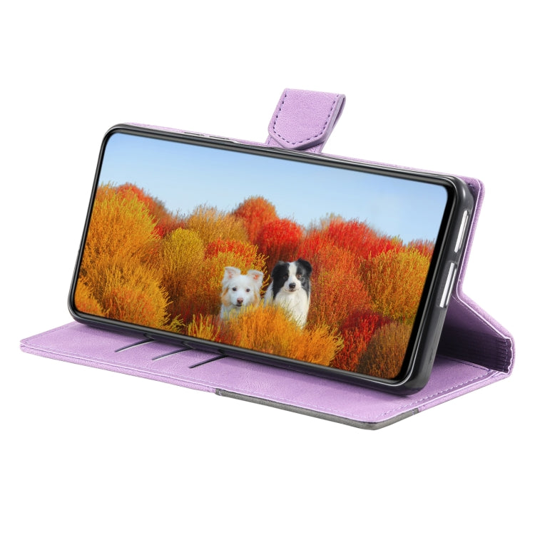 For Samsung Galaxy S25 5G TTUDRCH Embossed Line Splicing Leather Phone Case(Purple) by buy2fix