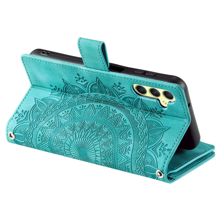 For Samsung Galaxy S25 5G Multi-Card Totem Zipper Leather Phone Case(Green) by buy2fix